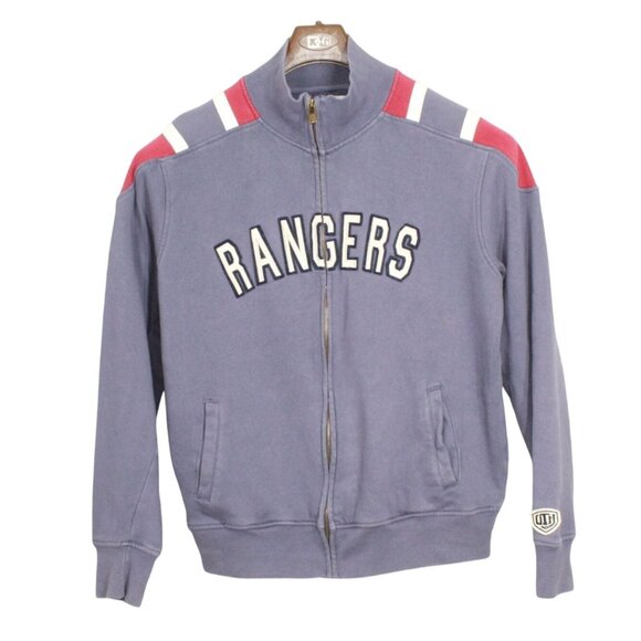 Old Time Hockey NHL NY Rangers Blue Red Full Zip Jacket Cotton Size L - Picture 1 of 14